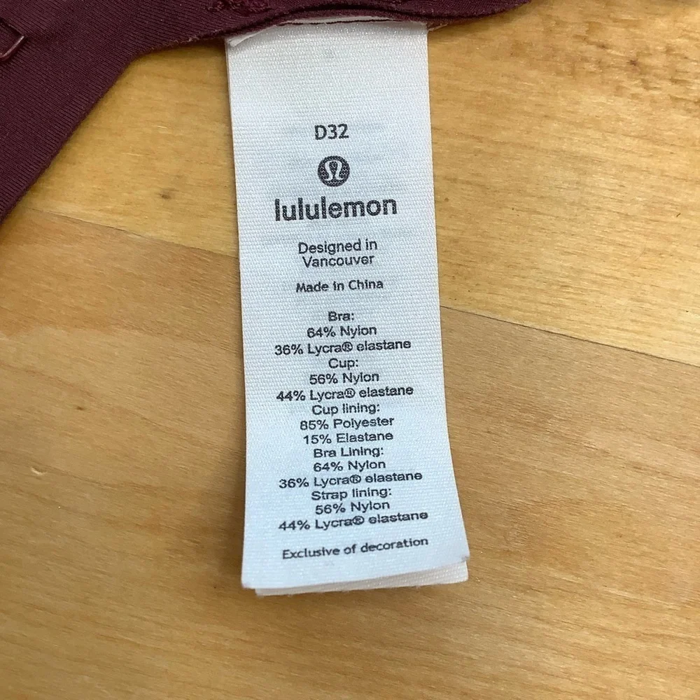 LULULEMON Hold True Bra in Garnet Size 32D - Picture 10 of 13